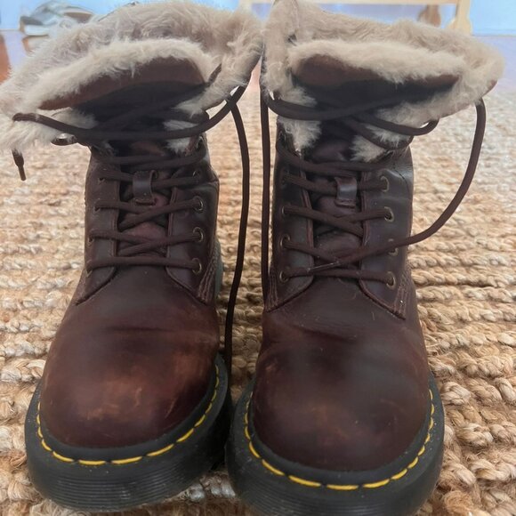 1460 Pascal Faux Fur Lined Combat Boot (Women) - Picture 1 of 5